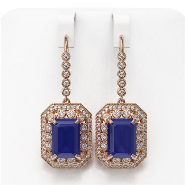 23.79 ctw Sapphire & Diamond Victorian Earrings 14K Rose Gold - REF-446F2M