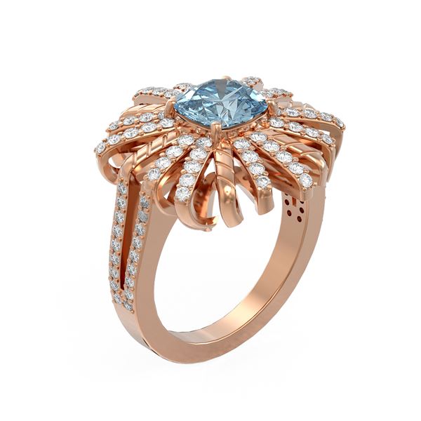 2.93 ctw Aquamarine & Diamond Ring 18K Rose Gold - REF-171F5M