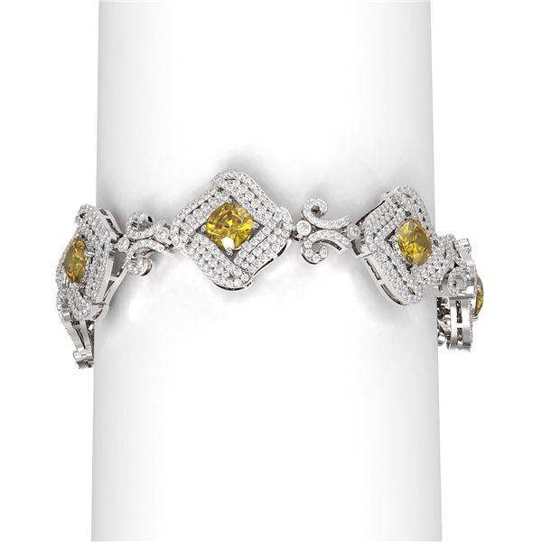 19.51 ctw Canary Citrine & Diamond Bracelet 18K White Gold - REF-898A8N