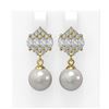 Image 1 : 2.98 ctw Diamond & Pearl Earrings 18K Yellow Gold - REF-387H3R