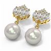 Image 3 : 2.98 ctw Diamond & Pearl Earrings 18K Yellow Gold - REF-387H3R