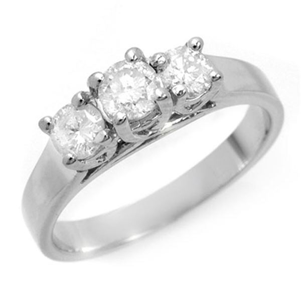 0.75 ctw Certified VS/SI Diamond 3 Stone Ring 14k White Gold - REF-108R4K