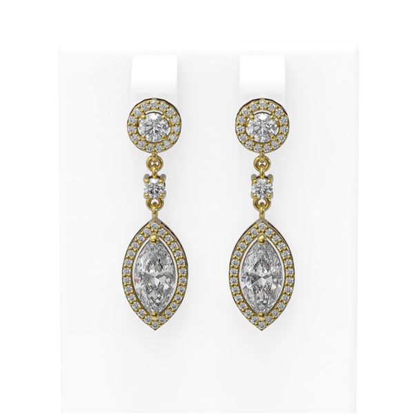 3.35 ctw Marquise Diamond Earrings 18K Yellow Gold - REF-737K2Y