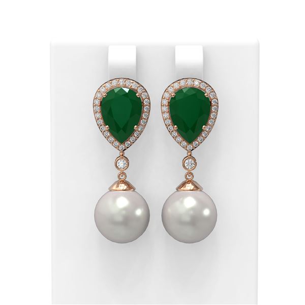 8.03 ctw Emerald & Diamond Earrings 18K Rose Gold - REF-254W5H