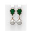 Image 1 : 8.03 ctw Emerald & Diamond Earrings 18K Rose Gold - REF-254W5H