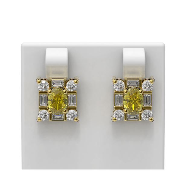 3.35 ctw Canary Citrine & Diamond Earrings 18K Yellow Gold - REF-178G2W