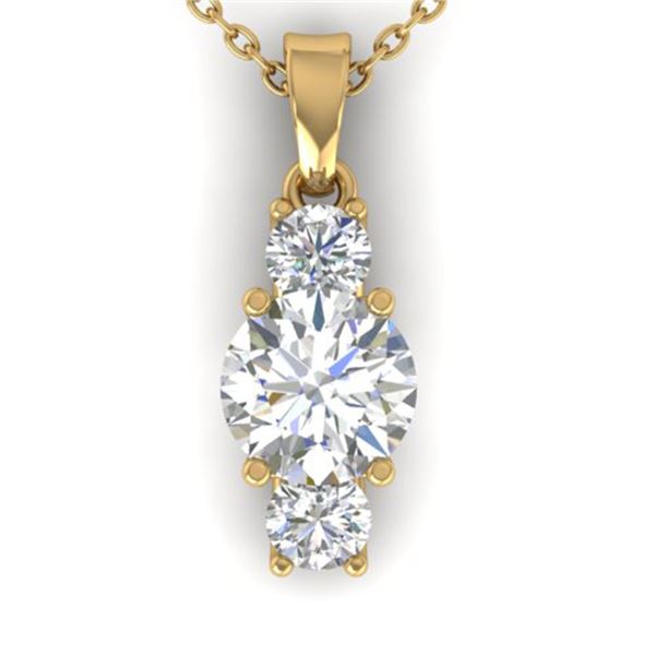 1.5 ctw Certified VS/SI Diamond Art Deco Stud Necklace 14k Yellow Gold - REF-373A9N