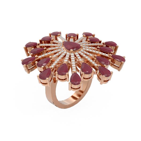 11.74 ctw Ruby & Diamond Ring 18K Rose Gold - REF-432N8F