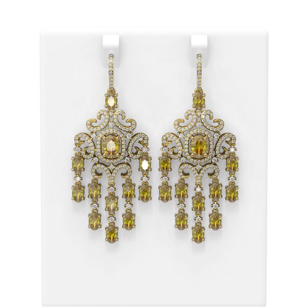 17.05 ctw Canary Citrine & Diamond Earrings 18K Yellow Gold - REF-527A3N