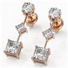 Image 1 : 1.85 ctw Princess Cut Diamond Designer Earrings 18K Rose Gold - REF-228H8R