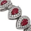 Image 3 : 56.04 ctw Certified Ruby & Diamond Victorian Bracelet 14K White Gold - REF-1520H8R