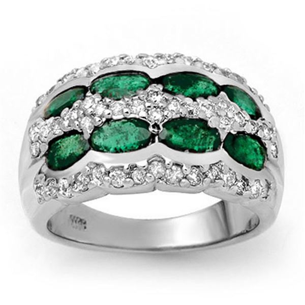 2.25 ctw Emerald & Diamond Ring 14k White Gold - REF-105N5F