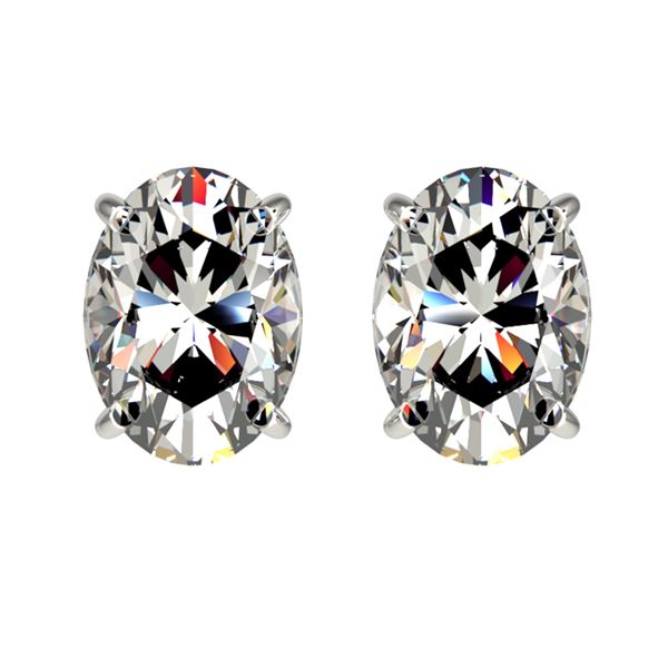 2 ctw Certified VS/SI Quality Oval Diamond Stud Earrings 10k White Gold - REF-478H6R