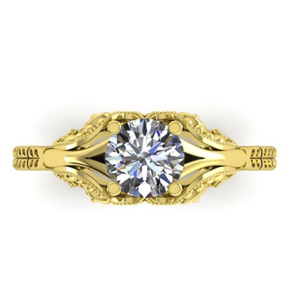 1 ctw Solitaire Certified VS/SI Diamond Ring Art Deco 14k Yellow Gold - REF-307A2N