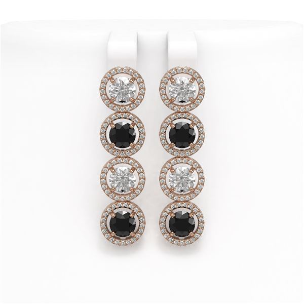 6.22 ctw Black & Diamond Micro Pave Earrings 18K Rose Gold - REF-476A8N