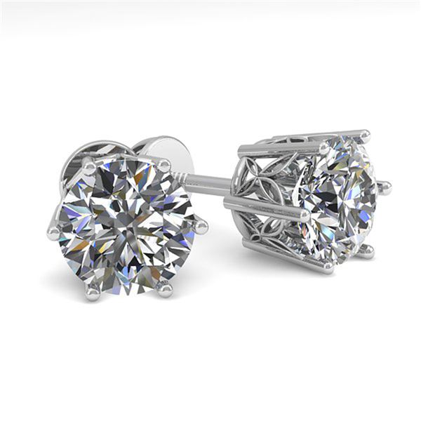2.03 ctw Certified VS/SI Diamond Stud Earrings 18k White Gold - REF-546G9W