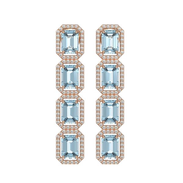 11.13 ctw Sky Topaz & Diamond Micro Pave Halo Earrings 10k Rose Gold - REF-147X5A