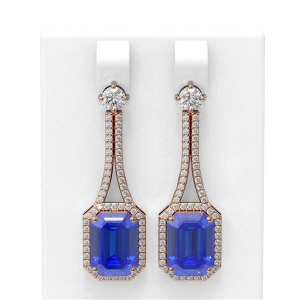 10.57 ctw Tanzanite & Diamond Earrings 18K Rose Gold - REF-507R3K