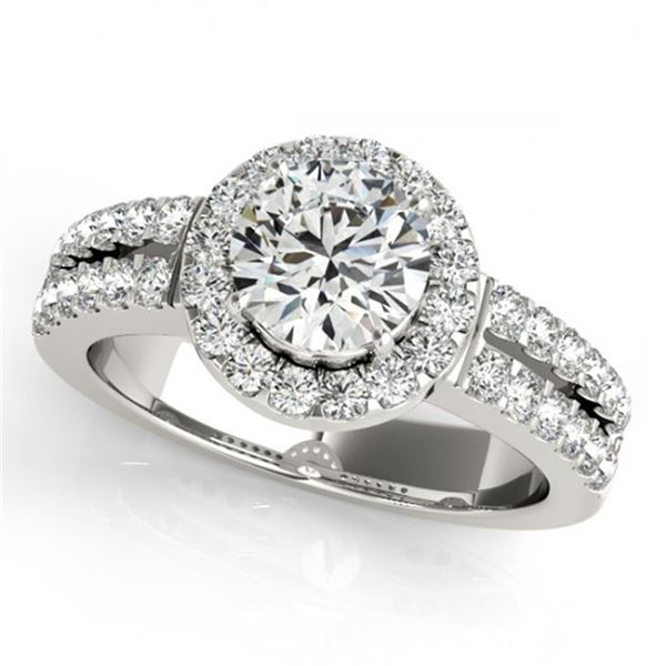 0.85 ctw Certified VS/SI Diamond Halo Ring 18k White Gold - REF-116M6G