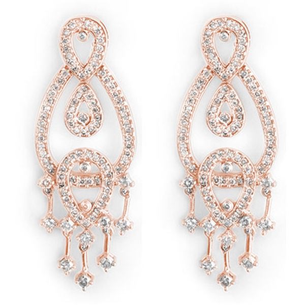 2.0 ctw Certified VS/SI Diamond Earrings 14k Rose Gold - REF-178X2A