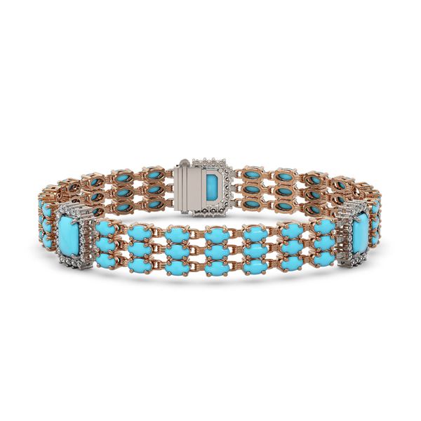 20.55 ctw Turquoise & Diamond Bracelet 14K Rose Gold - REF-285X3A