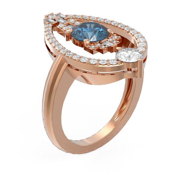 2.12 ctw Intense Blue Diamond Ring 18K Rose Gold - REF-286X2A