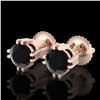 Image 1 : 1.07 ctw Fancy Black Diamond Art Deco Stud Earrings 18k Rose Gold - REF-85W5H