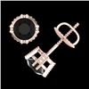 Image 3 : 1.07 ctw Fancy Black Diamond Art Deco Stud Earrings 18k Rose Gold - REF-85W5H