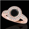 Image 1 : 1.50 ctw Certified VS Black Diamond Solitaire Halo Ring 10k Rose Gold - REF-60A8N