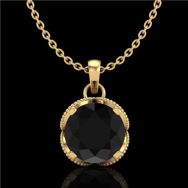 1.13 ctw Fancy Black Diamond Art Deco Stud Necklace 18k Yellow Gold - REF-94R5K