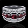Image 1 : 2.25 ctw Garnet & Micro Pave VS/SI Diamond Designer Ring 10k White Gold - REF-81K8Y
