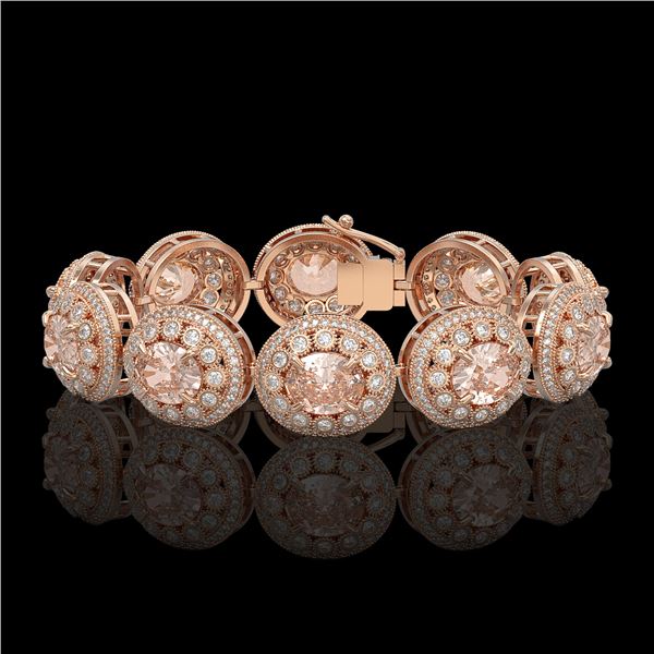 40.92 ctw Morganite & Diamond Victorian Bracelet 14K Rose Gold - REF-1709A3N