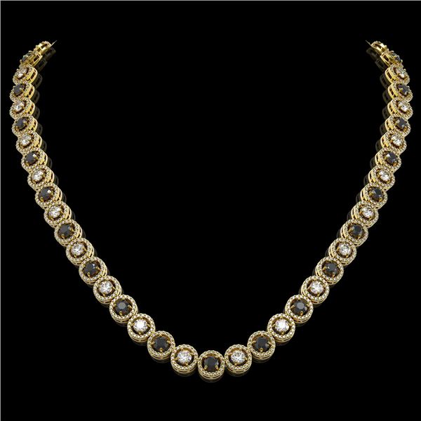 20.35 ctw Black & Diamond Micro Pave Necklace 18K Yellow Gold - REF-1302W5H