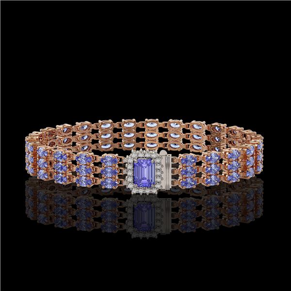 24.18 ctw Tanzanite & Diamond Bracelet 14K Rose Gold - REF-318F2M