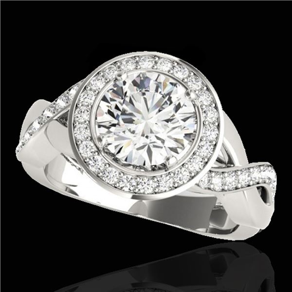 1.75 ctw Certified Diamond Solitaire Halo Ring 10k White Gold - REF-218G2W