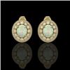 Image 1 : 7.4 ctw Certified Opal & Diamond Victorian Earrings 14K Yellow Gold - REF-227R8K