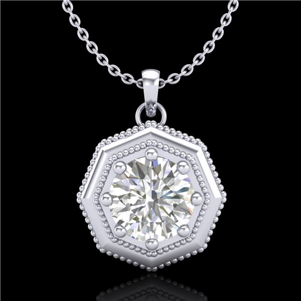 0.75 ctw VS/SI Diamond Solitaire Art Deco Stud Necklace 18k White Gold - REF-180K2Y