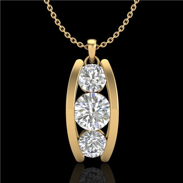 1.07 ctw VS/SI Diamond Art Deco Stud Necklace 18k Yellow Gold - REF-178A2N