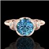 Image 2 : 1.75 ctw Fancy Intense Blue Diamond Art Deco Ring 18k Rose Gold - REF-236Y4X