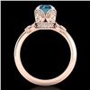 Image 3 : 1.75 ctw Fancy Intense Blue Diamond Art Deco Ring 18k Rose Gold - REF-236Y4X