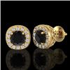 Image 2 : 1.69 ctw Fancy Black Diamond Art Deco Stud Earrings 18k Yellow Gold - REF-121F8M
