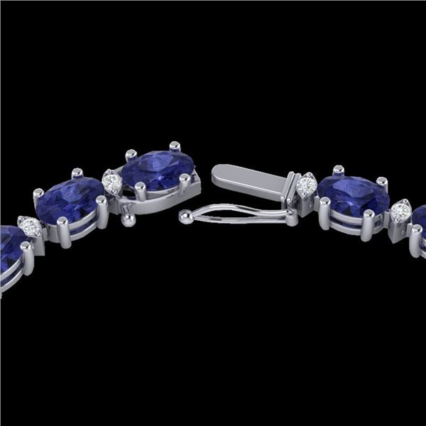34 ctw Tanzanite & VS/SI Diamond Eternity Necklace 10k White Gold - REF-281M8G