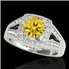 Image 1 : 1.65 ctw Certified SI/I Fancy Intense Yellow Diamond Ring 10k White Gold - REF-270A2N