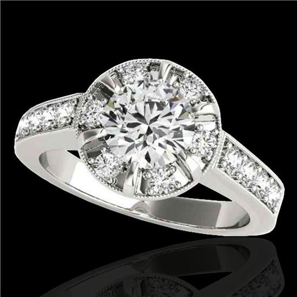 2 ctw Certified Diamond Solitaire Halo Ring 10k White Gold - REF-286Y4X