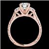 Image 2 : 1.35 ctw Certified Diamond 3 Stone Ring 10k Rose Gold - REF-177X3A
