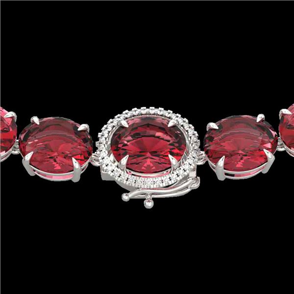 145 ctw Pink Tourmaline & VS/SI Diamond Micro Necklace 14k White Gold - REF-2472G8W