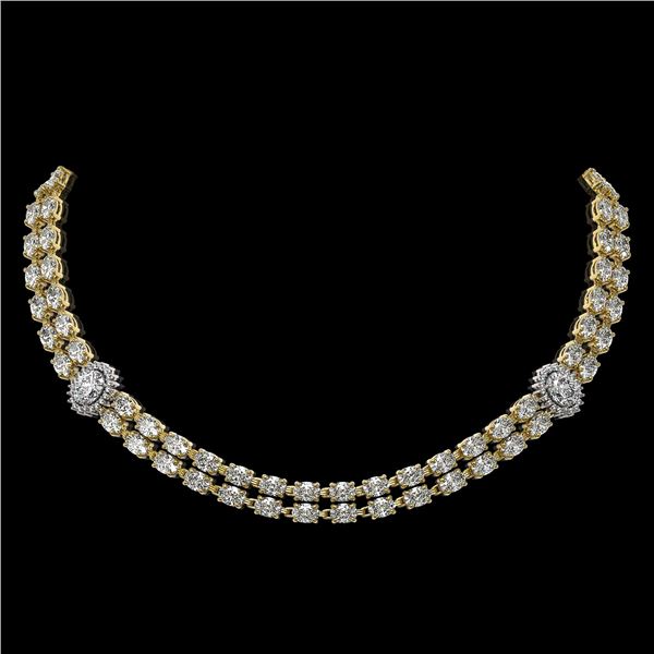 29.98 ctw Rare Oval Diamond Necklace 18K Yellow Gold - REF-3584H9R