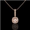 Image 2 : 2.15 ctw Morganite & Diamond Victorian Necklace 14K Rose Gold - REF-86M8G