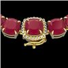 Image 1 : 116 ctw Ruby & Diamond Micro Pave Necklace 14k Yellow Gold - REF-581M8G