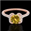 Image 1 : 1.33 ctw Certified SI/I Fancy Intense Yellow Diamond Ring 10k Rose Gold - REF-190G9W